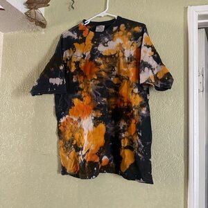 Tie-Dye Short Sleeve Tee - Black and Orange